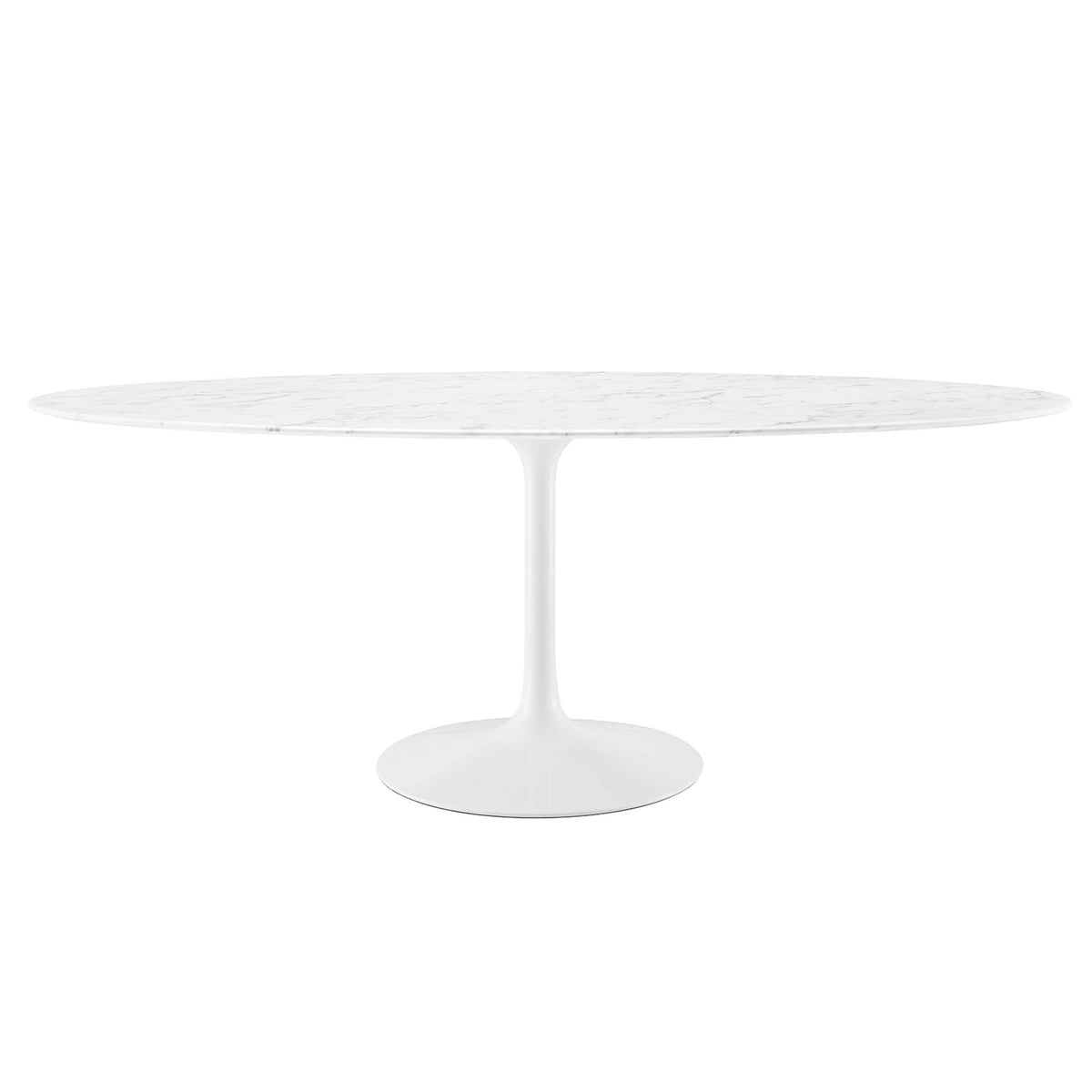 Lippa Oval Faux Marble Dining Table by Modway, white pedestal base, oval top on Tampa Home & Garden Store