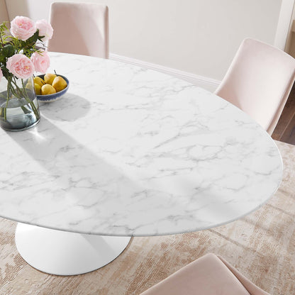 Lippa Oval Faux Marble Dining Table white faux marble top with pedestal base by Modway on Tampa Home & Garden Store
