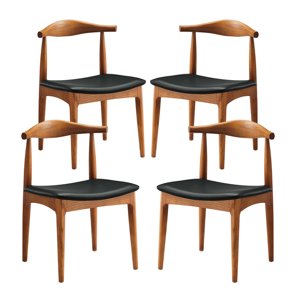 Tracy Wood Dining Chairs set of 4 with black cushioned seats and warm wood frames on Tampa Home & Garden Store