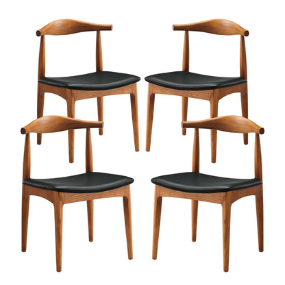 Tracy Wood Dining Chairs set of 4 with black cushioned seats and warm wood frames on Tampa Home & Garden Store