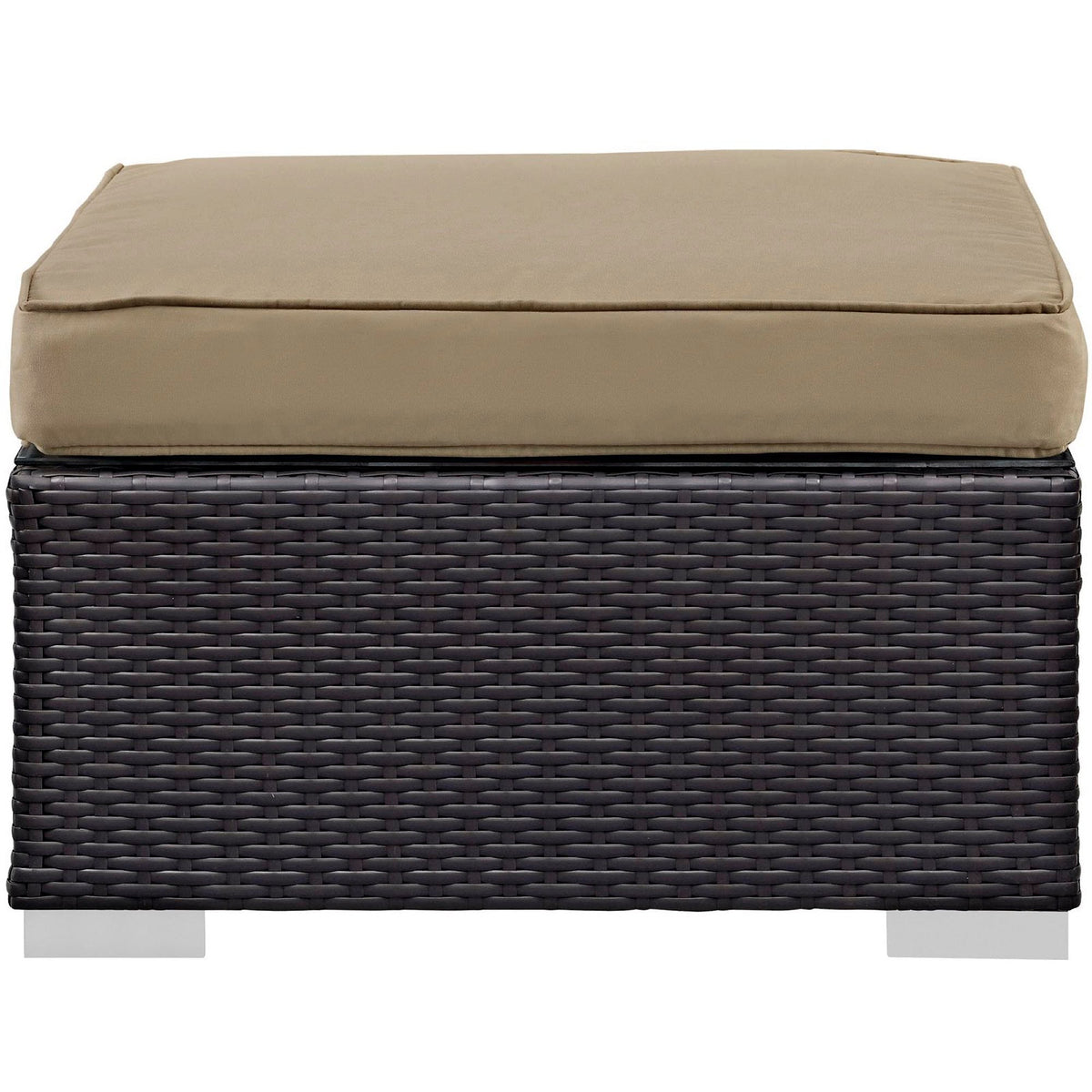 Convene 5 Piece Outdoor Patio Sectional Set beige cushion on dark wicker base, HouseOfZazla on Tampa Home & Garden Store