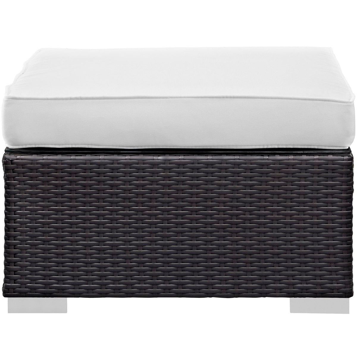 Convene 5 Piece Outdoor Patio Sectional Set white cushion on dark wicker base HouseOfZazla on Tampa Home & Garden Store
