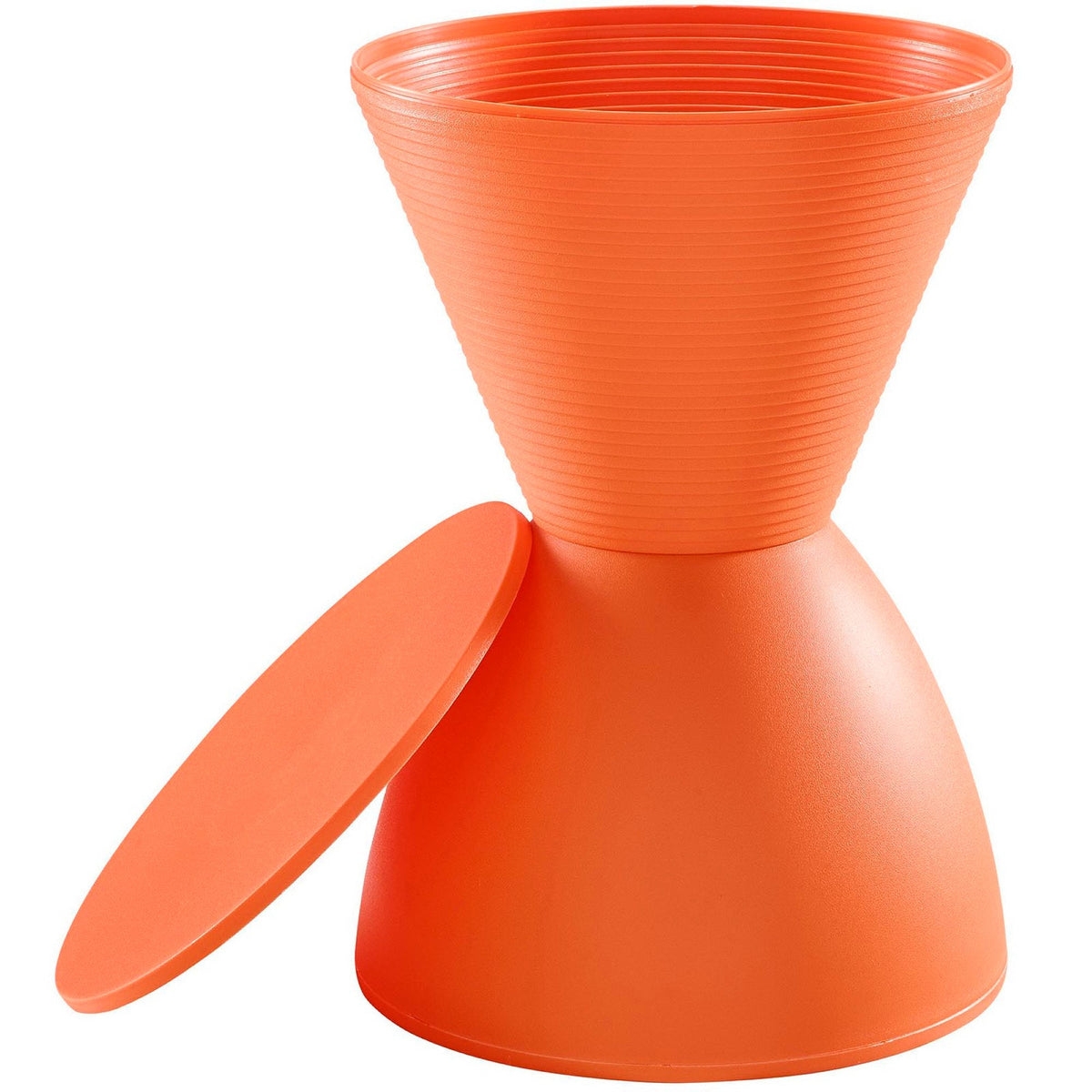 Haste backless orange stool with ribbed texture and tapered base by Modway on Tampa Home & Garden Store