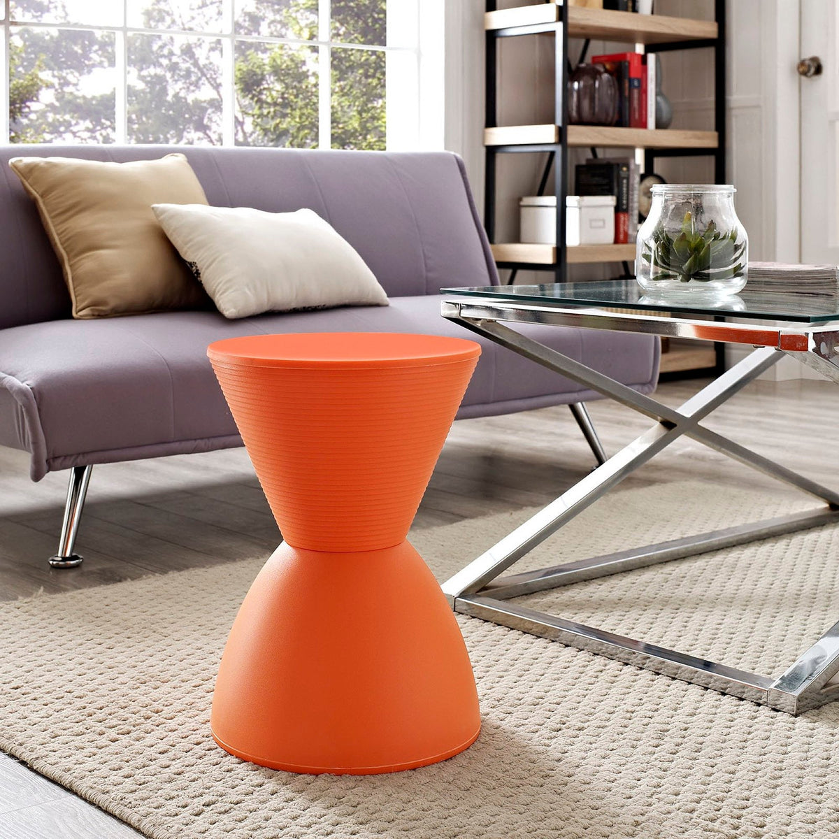 Haste Backless Stool by Modway, orange plastic cone seat, modern furniture on Tampa Home & Garden Store