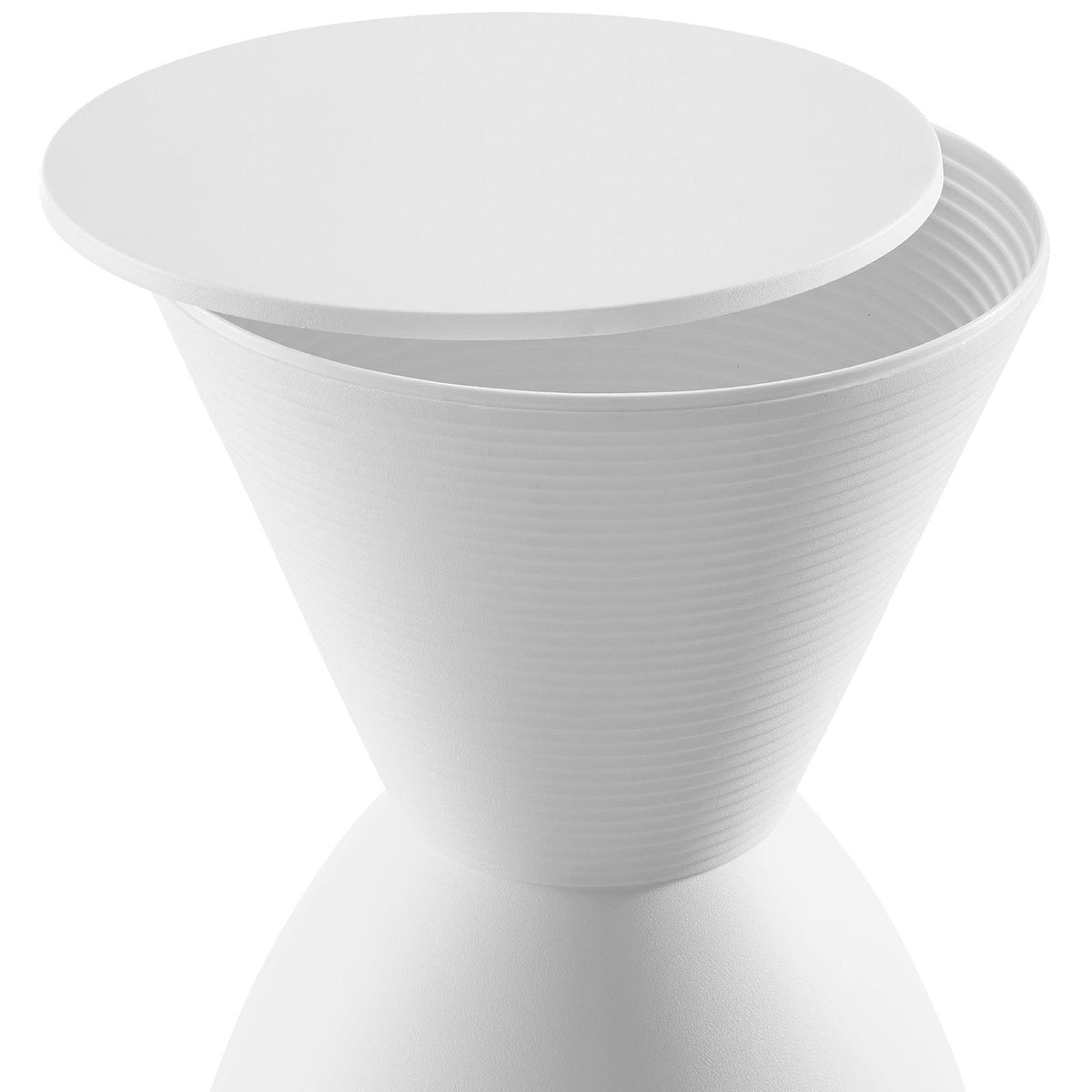 Haste Backless Stool End Table by Modway, white ribbed base with smooth round top on Tampa Home & Garden Store