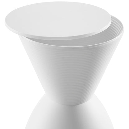 Haste Backless Stool End Table by Modway, white ribbed base with smooth round top on Tampa Home & Garden Store