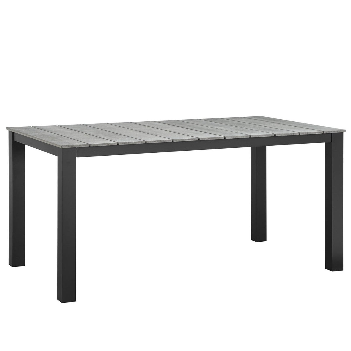 Maine 5 Piece Outdoor Patio Dining Set by Modway gray slat-top table with black frame on Tampa Home & Garden Store