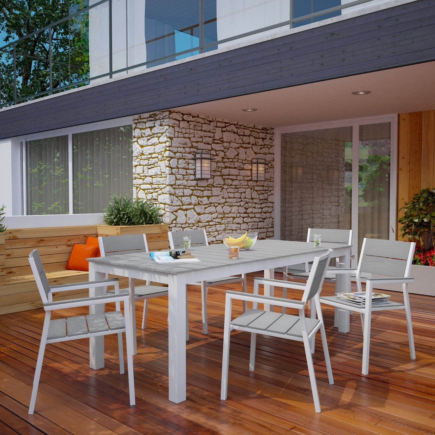 Modway Maine 7 Piece Outdoor Patio Dining Set