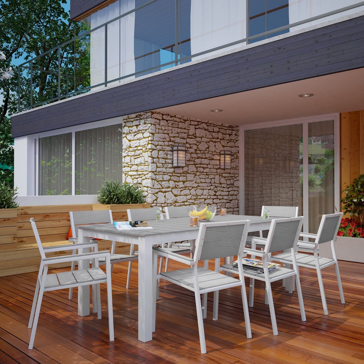 Maine 9 Piece Outdoor And Patio Dining Set