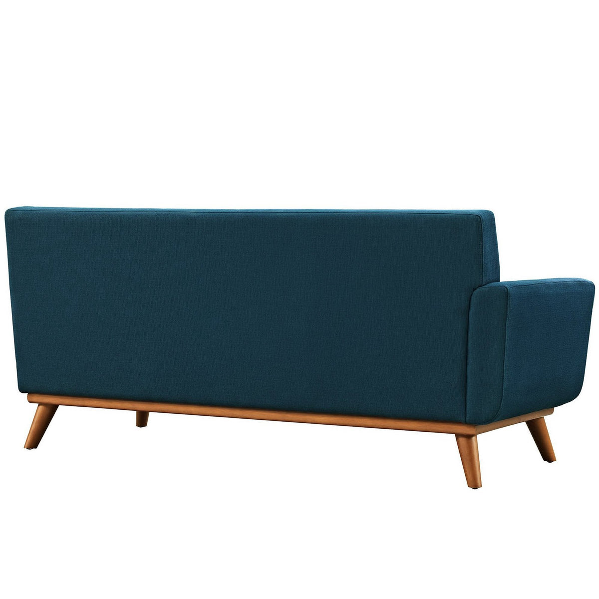 Engage left-arm upholstered fabric loveseat teal with light wood tapered legs on Tampa Home & Garden Store