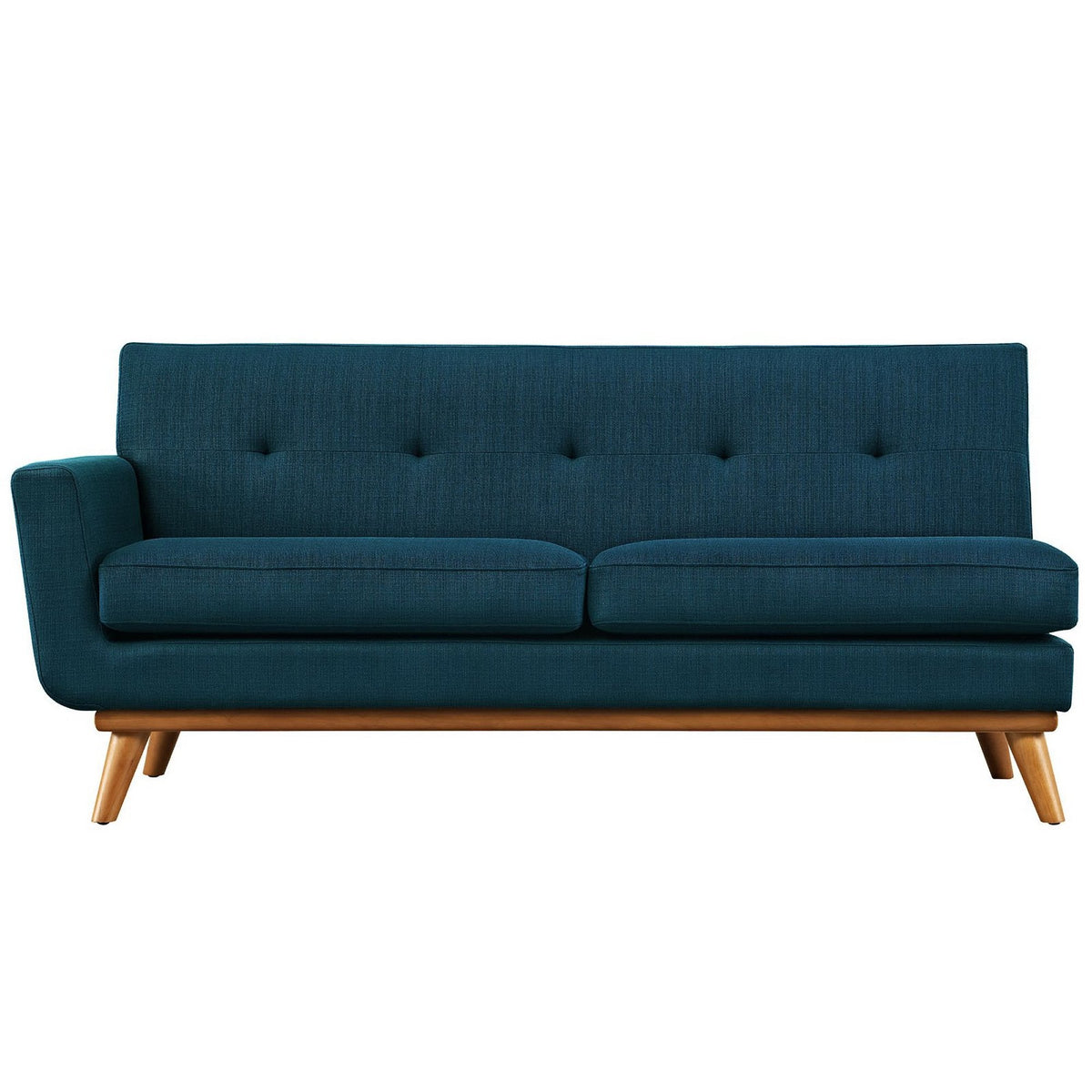 Engage Left-Arm Upholstered Fabric Loveseat in teal with wooden legs by Modway on Tampa Home & Garden Store