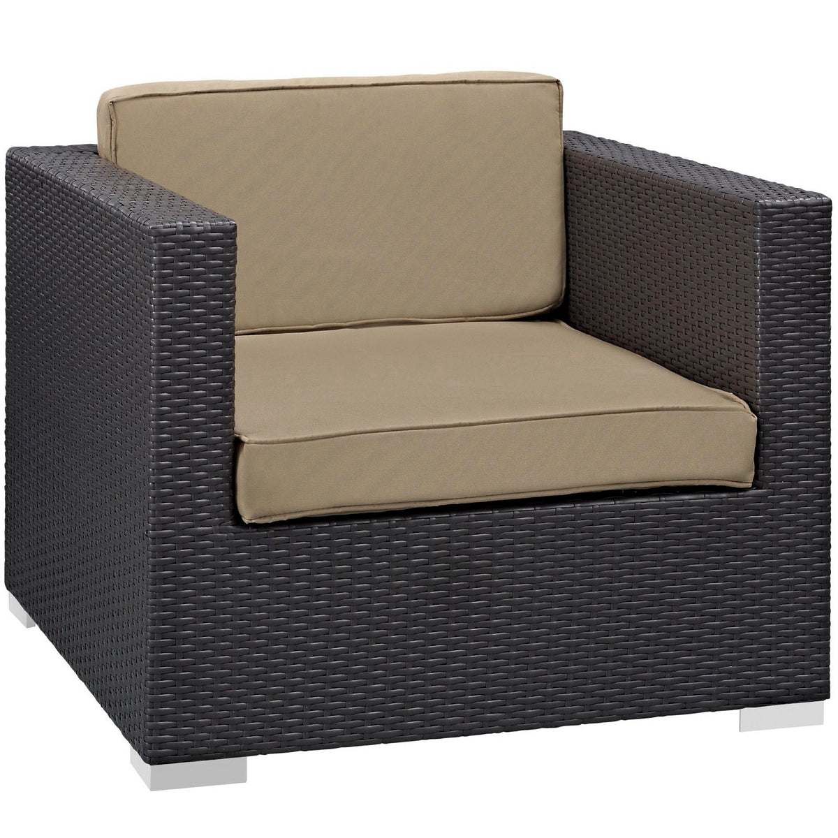 Convene 5 Piece Outdoor Patio Sectional Set dark wicker with tan cushions by Modway on Tampa Home & Garden Store