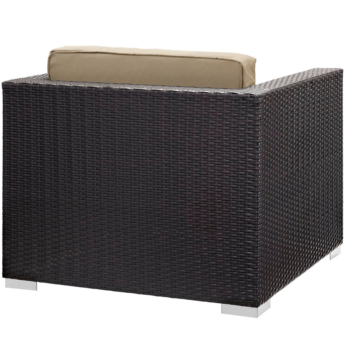 Convene 5-Piece outdoor sectional sofa in dark brown wicker with beige cushions by Modway on Tampa Home & Garden Store