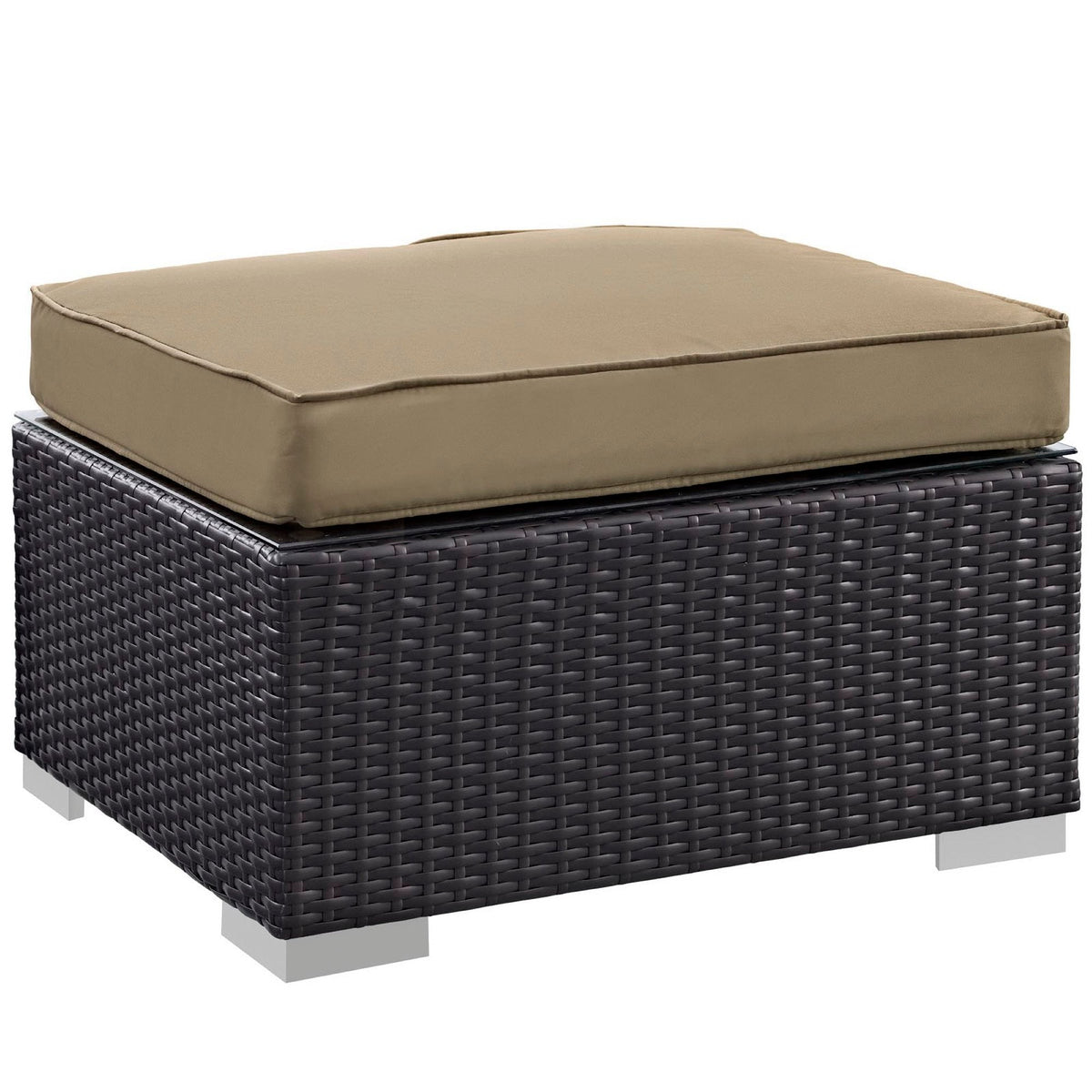 Convene 5 Piece Outdoor Patio Sectional Set by Modway with tan cushion and dark wicker base on Tampa Home & Garden Store