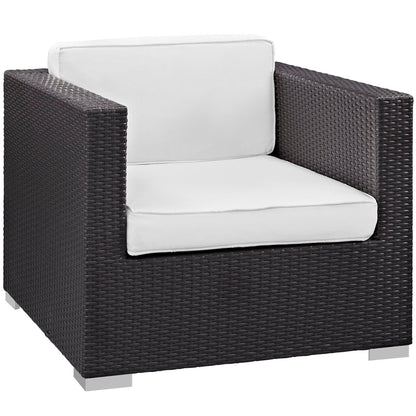 Convene 5-Piece outdoor sectional by Modway in dark wicker with white cushions on Tampa Home & Garden Store