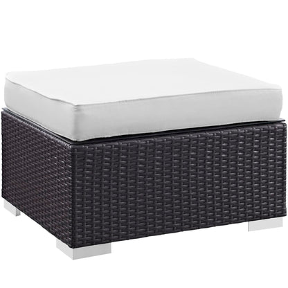 Convene 5 Piece Outdoor Patio Sectional Set by Modway in dark wicker with white cushions on Tampa Home & Garden Store