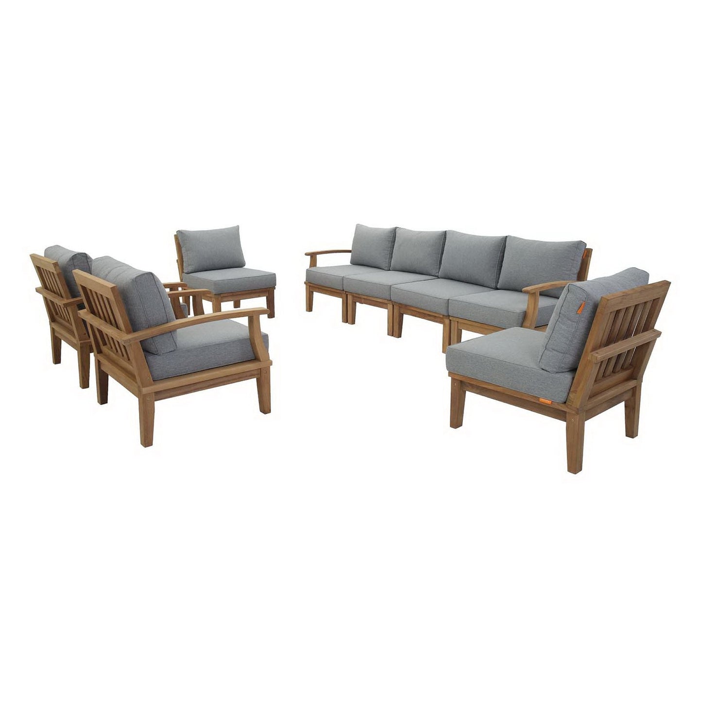 Modway Marina 8 Piece Patio And Outdoor Teak Set