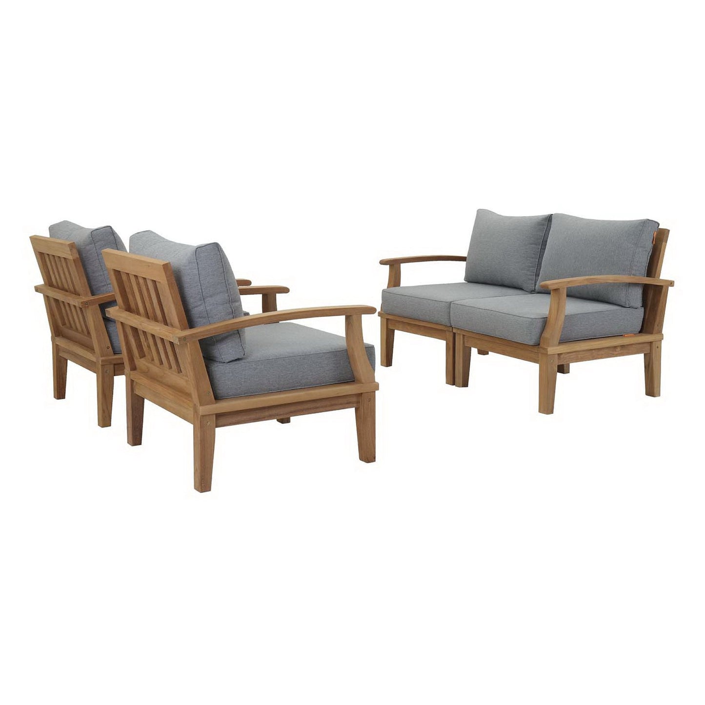 Marina 4 Piece Outdoor Patio Teak and Chairs