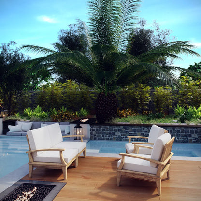 Marina 4 Piece Outdoor Patio Teak and Chairs