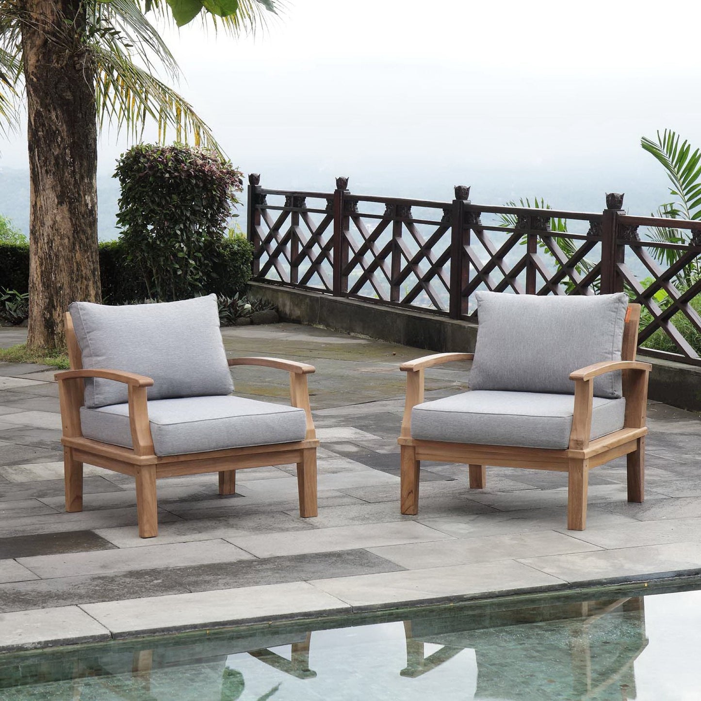 Marina Two Piece Outdoor Patio Teak and a Chair