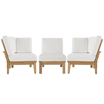 Marina 3 Piece Teak Set with white cushions; two chairs and ottoman by Modway on Tampa Home & Garden Store