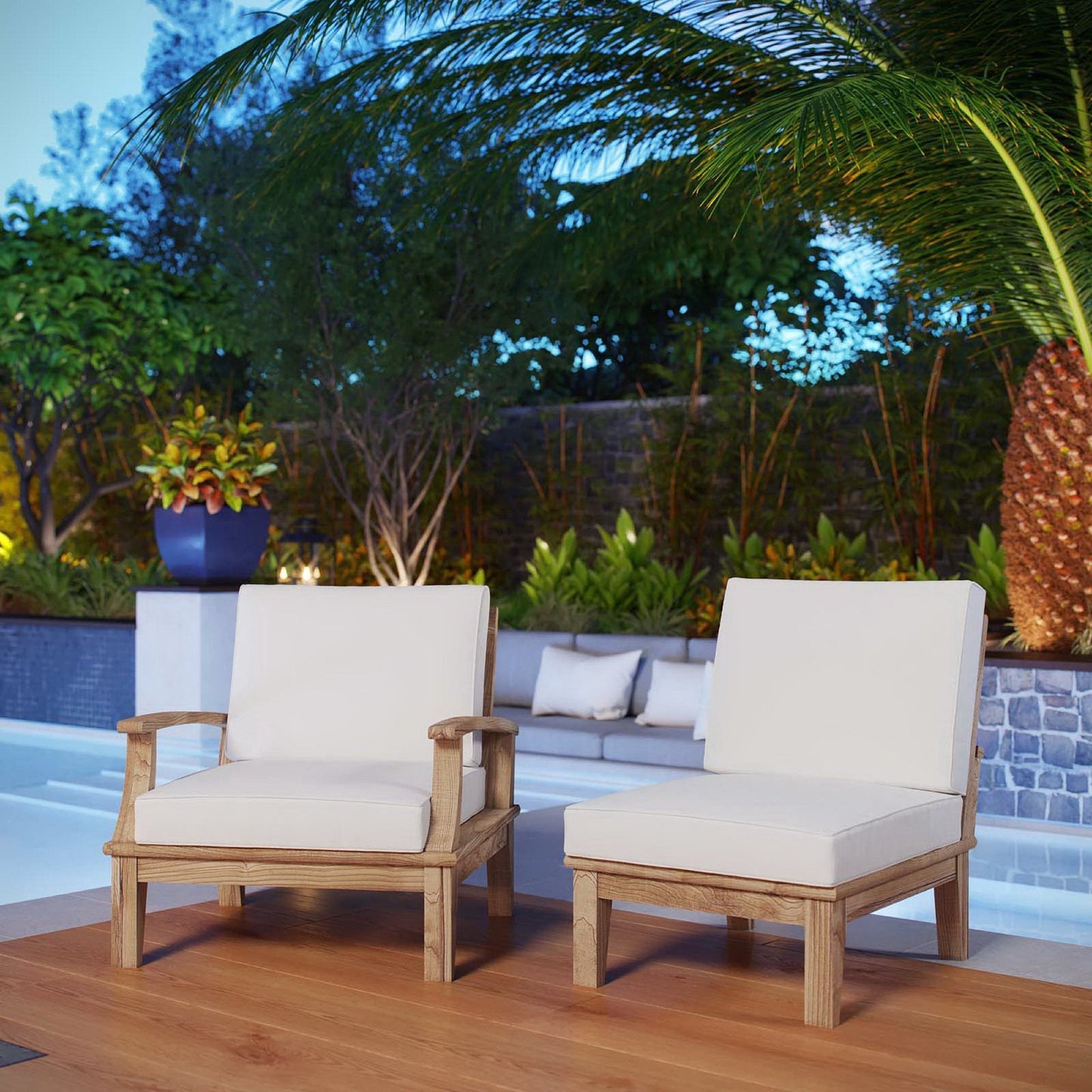 Modway Marina the Two Piece Teak Patio Set
