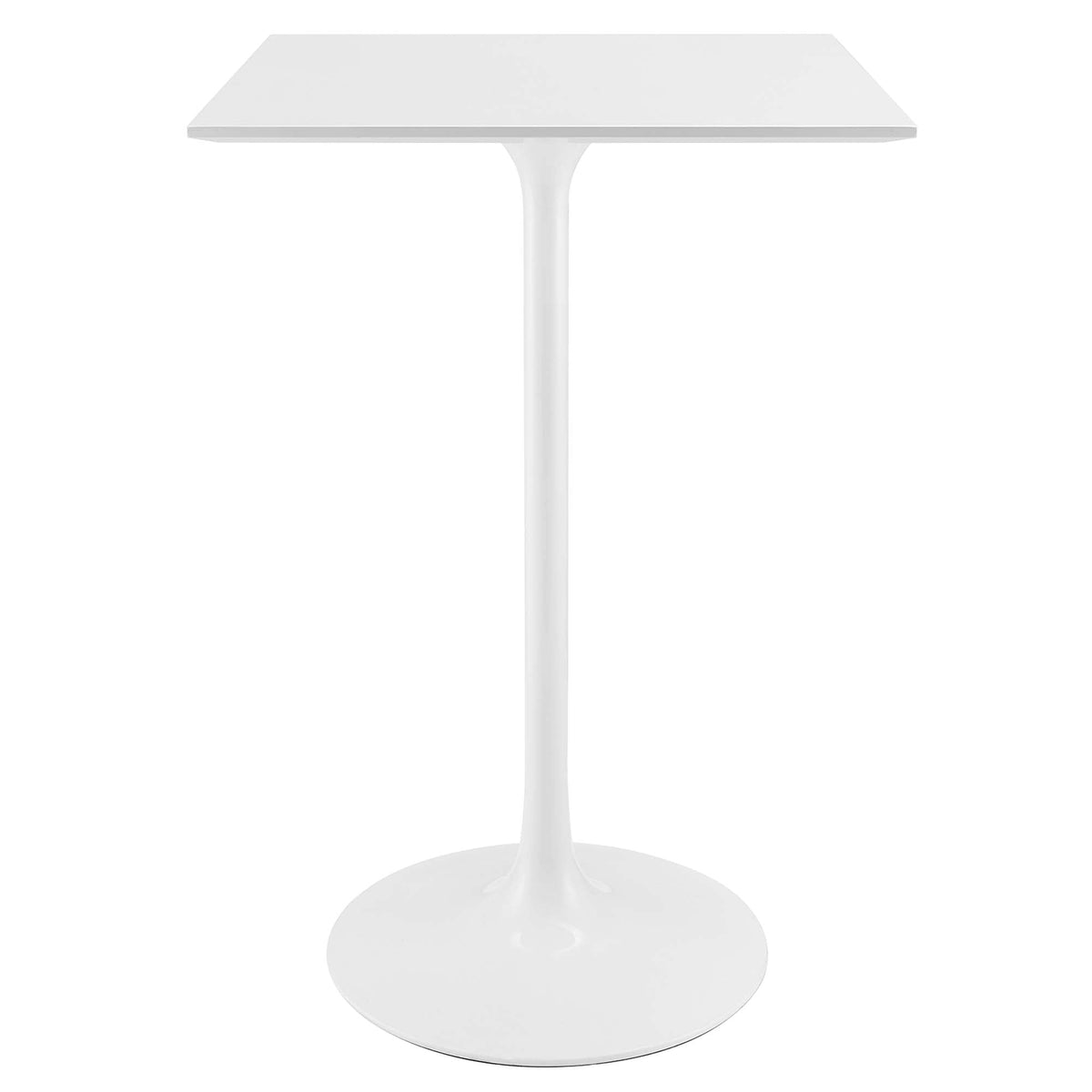 Lippa Square Wood Bar Table white square top with slender pedestal base on Tampa Home & Garden Store