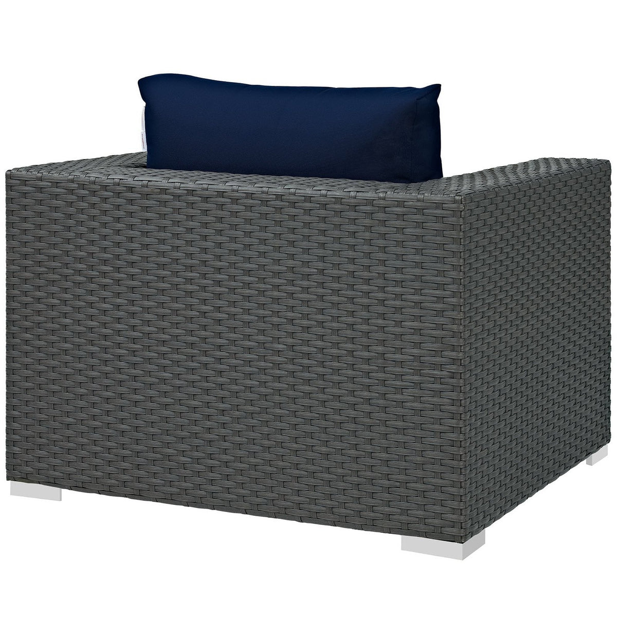 Sojourn Outdoor Patio Sunbrella Armchair by Modway; dark charcoal wicker with navy cushion on Tampa Home & Garden Store