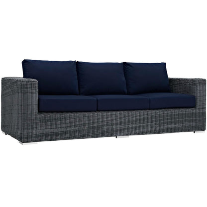 Summon Outdoor Sofa And Synthetic Rattan Frame
