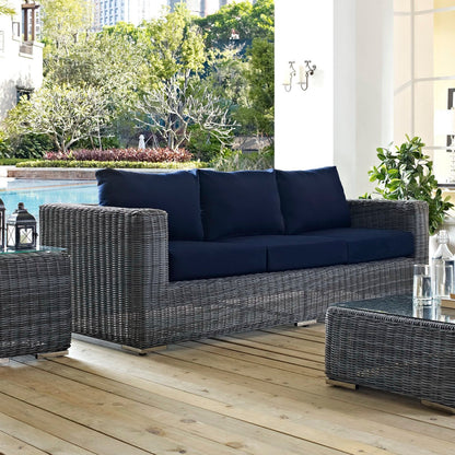 Summon Outdoor Sofa And Synthetic Rattan Frame