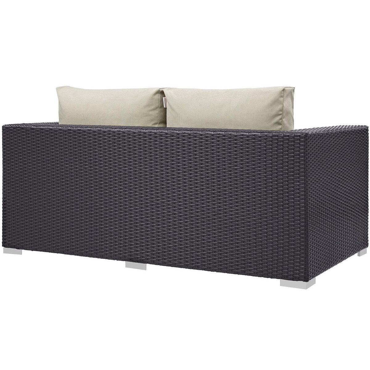 Convene Outdoor Patio Loveseat by Modway dark brown wicker frame with beige cushions on Tampa Home & Garden Store