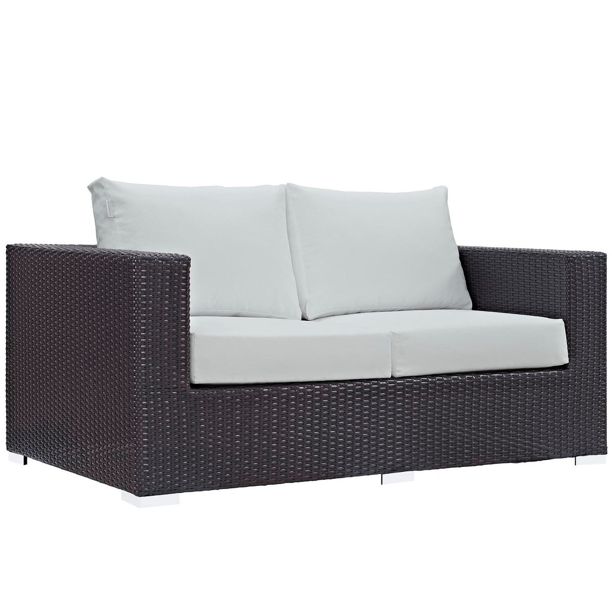 Convene Outdoor Patio Loveseat by Modway, dark wicker frame with light gray cushions on Tampa Home & Garden Store