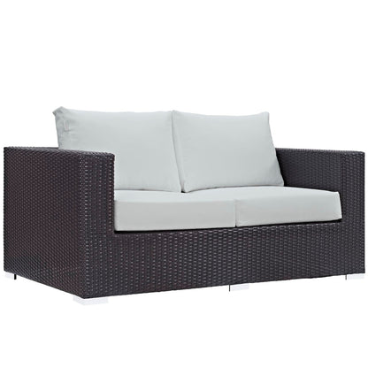 Convene Outdoor Patio Loveseat by Modway, dark wicker frame with light gray cushions on Tampa Home & Garden Store