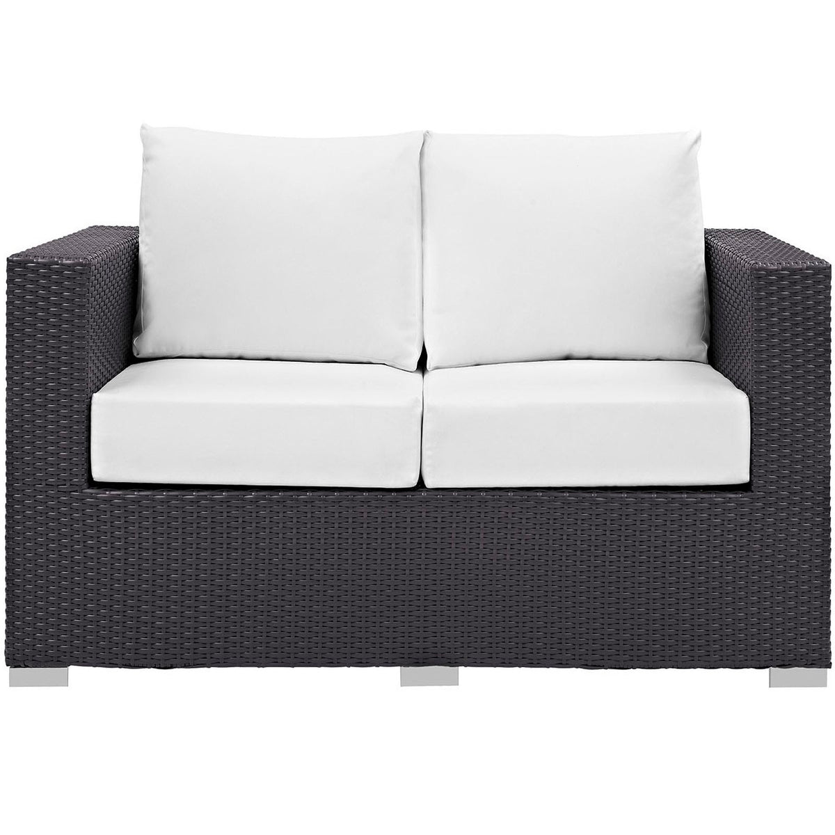 Convene Outdoor Patio Loveseat by Modway, dark wicker frame with light gray cushions on Tampa Home & Garden Store