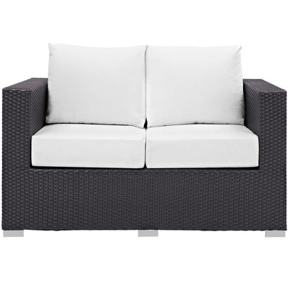 Convene Outdoor Patio Loveseat by Modway, dark wicker frame with light gray cushions on Tampa Home & Garden Store