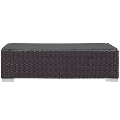 Convene Outdoor Patio Coffee Table by Modway dark brown wicker with glass top and metal legs on Tampa Home & Garden Store