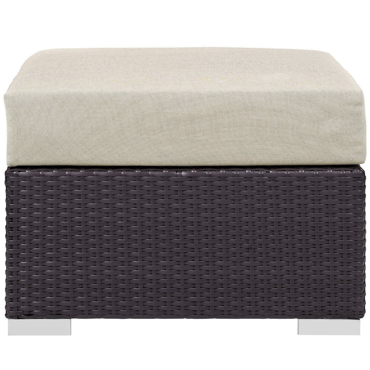 Convene 5 Piece Outdoor Patio Sectional Set by Modway beige cushion on dark brown wicker base on Tampa Home & Garden Store