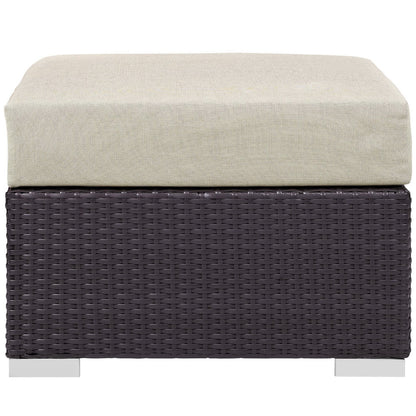 Convene 5 Piece Outdoor Patio Sectional Set by Modway beige cushion on dark brown wicker base on Tampa Home & Garden Store