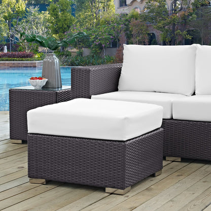 Convene Outdoor Patio Fabric Square Ottoman