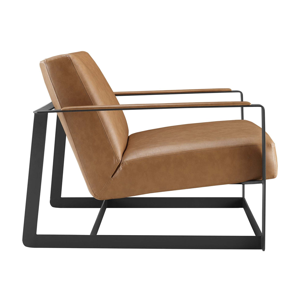 Seg Vegan Leather Accent Chair by Modway with tan upholstery and black metal frame on Tampa Home & Garden Store