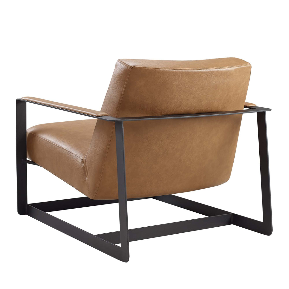 Seg Vegan Leather Accent Chair by Modway with tan vegan leather and black metal frame on Tampa Home & Garden Store