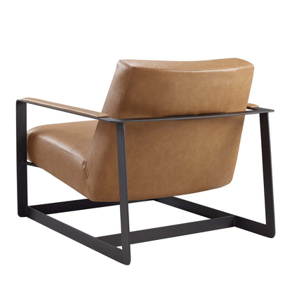 Seg Vegan Leather Accent Chair by Modway with tan vegan leather and black metal frame on Tampa Home & Garden Store