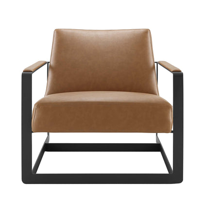 Seg vegan leather accent chair in brown with black metal frame by Modway on Tampa Home & Garden Store