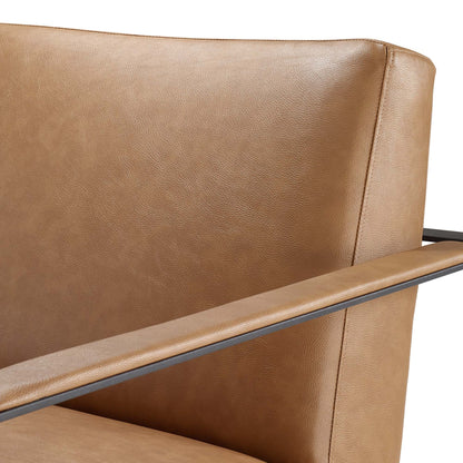 Seg Vegan Leather Accent Chair by Modway, leather upholstery with stitching and metal frame on Tampa Home & Garden Store