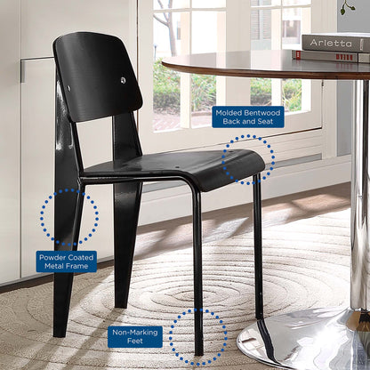 Cabin Dining Side Chair by Modway, black bentwood back and seat with powder coated metal frame on Tampa Home & Garden Store