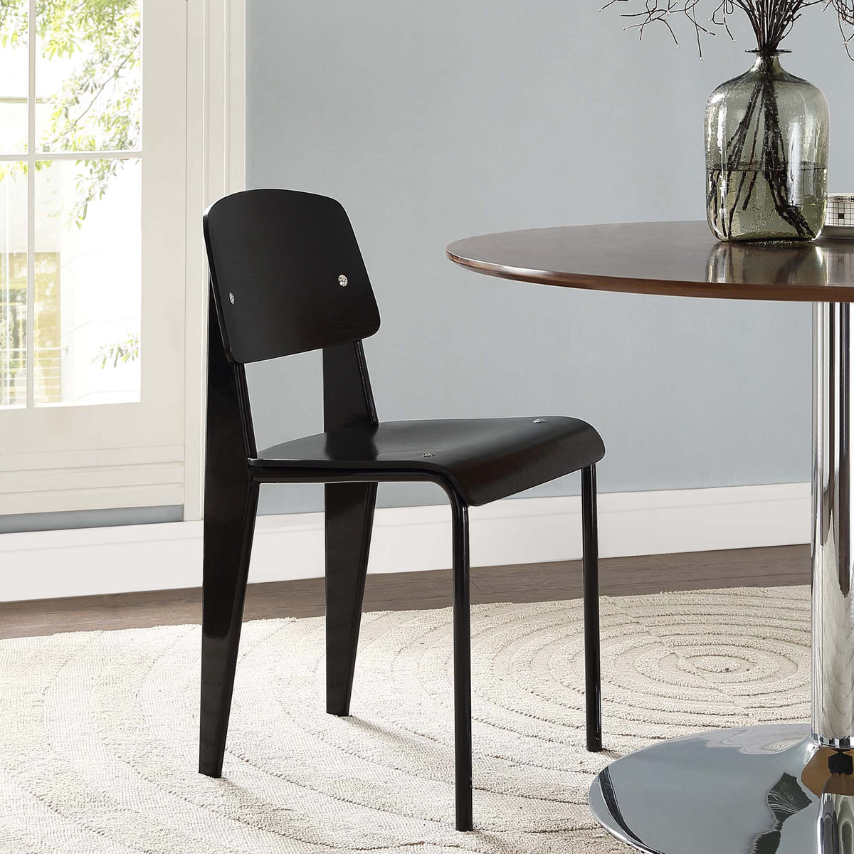 Cabin Dining Side Chair by Modway, black curved-back chair with slim legs set of two on Tampa Home & Garden Store