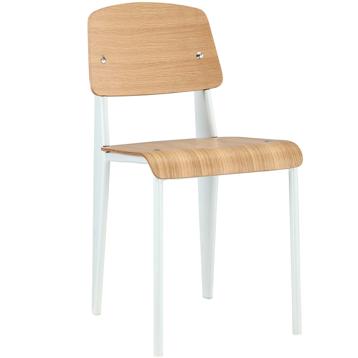 Cabin Dining Side Chair by Modway, natural wood seat and back with white metal legs, HouseOfZazla on Tampa Home & Garden Store