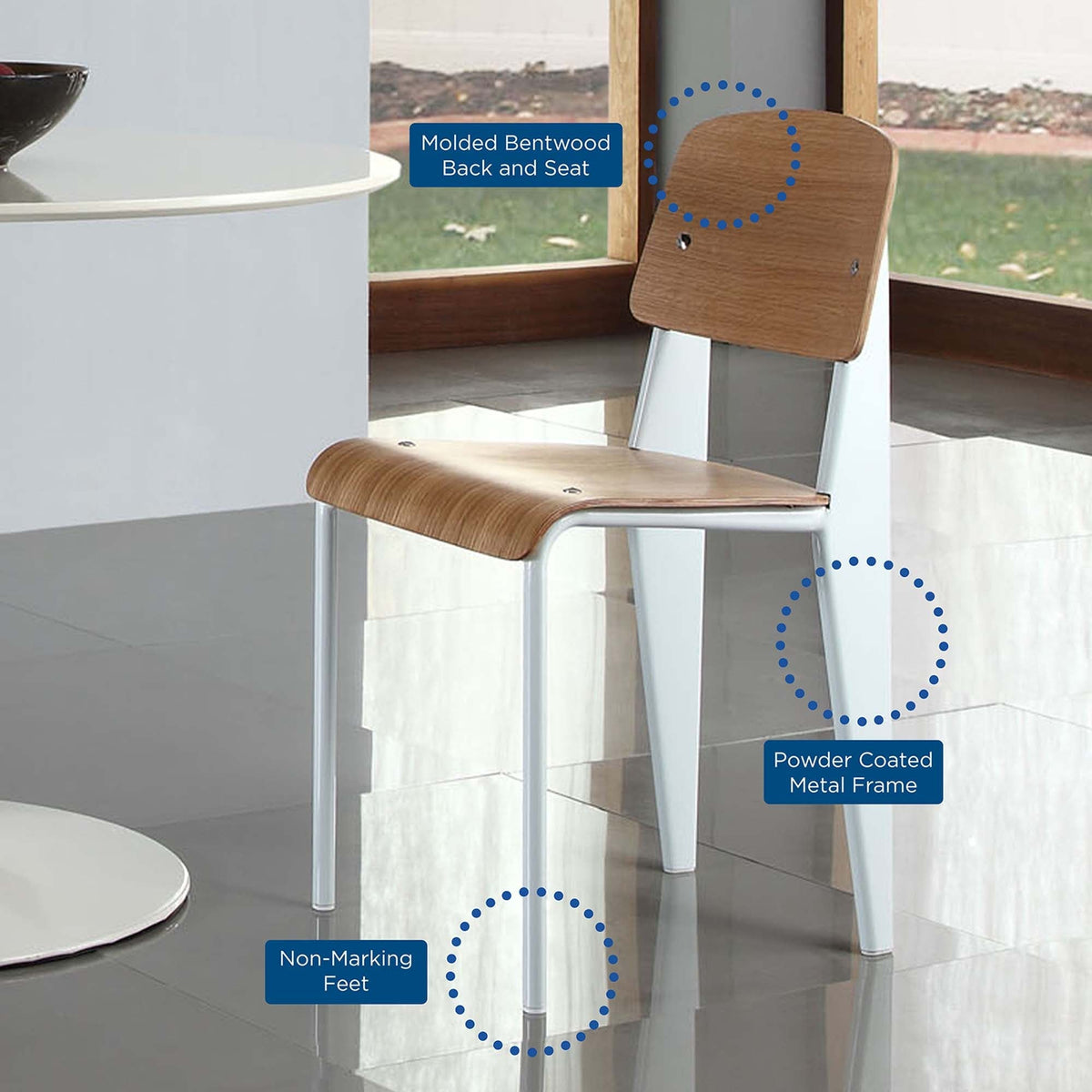 Cabin Dining Side Chair by Modway, wood back/seat, powder-coated metal frame, pair on Tampa Home & Garden Store