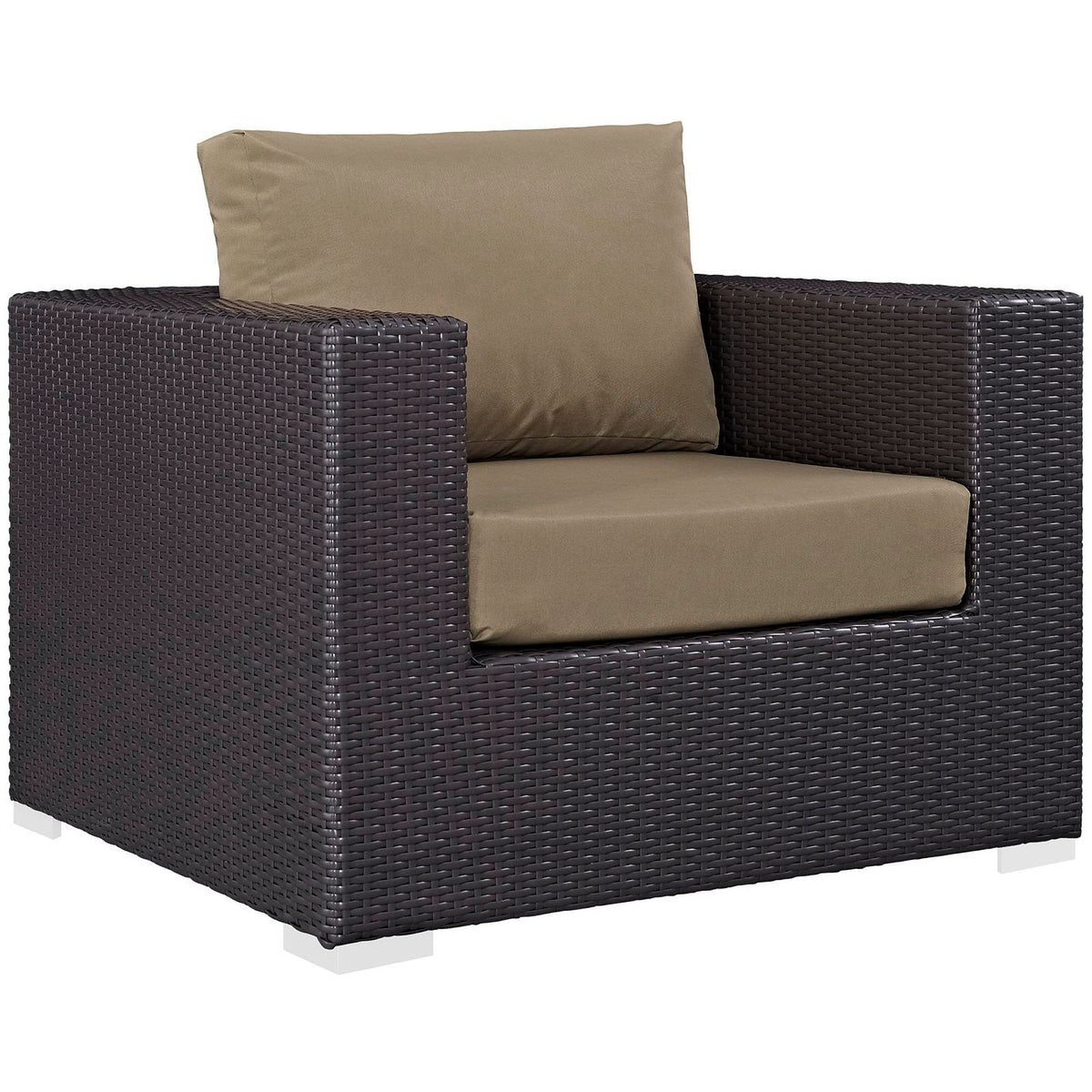 Convene 7 Piece Outdoor Patio Sectional Sofa in dark wicker with tan cushions by Modway on Tampa Home & Garden Store