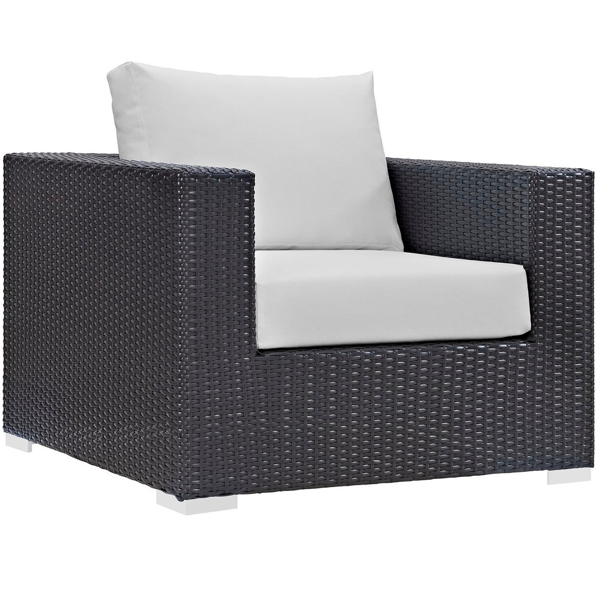Convene 7 Piece Outdoor Patio Sectional in dark wicker with light gray cushions on Tampa Home & Garden Store